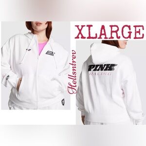 Victoria's Secret PINK RACING Everyday Fleece Relaxed Full-Zip Hoodie XLARGE